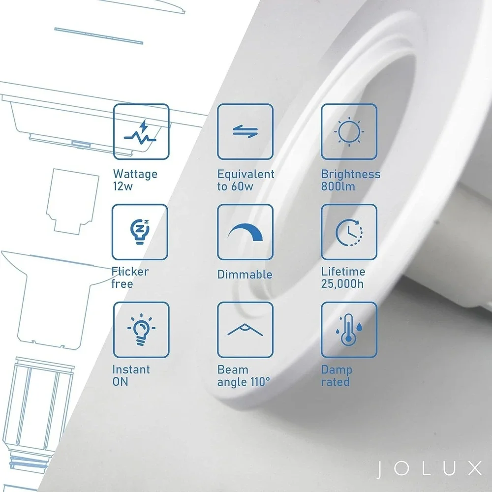 Jolux LED Downlight 12-Pack, 5/6